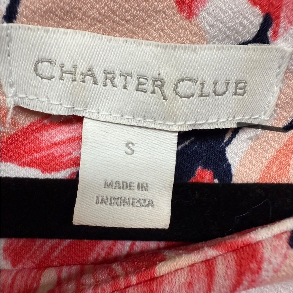 Charter Club Women’s Small Floral Blouse 3/4 Bell Sleeve Stretch - Picture 4 of 9